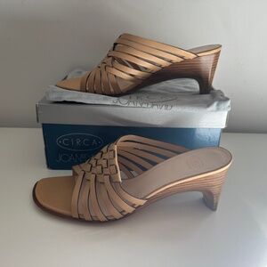 Circa CJ Caden Sandals Womens 9 M Tan Leather Strappy Weaved Open Toe Heel